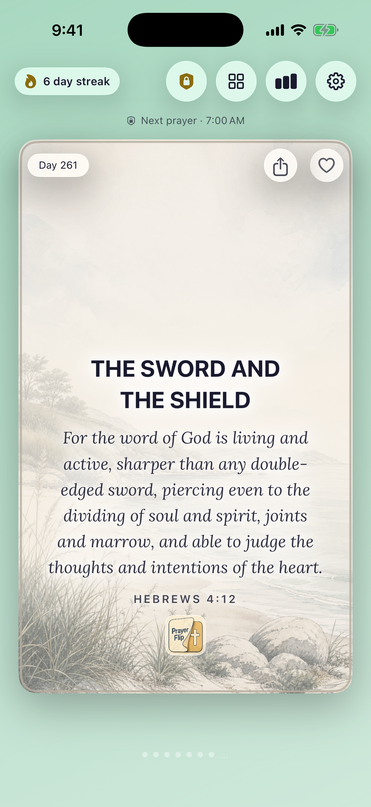 Front of Day 261, The Sword and the Shield, with Hebrews 4:12